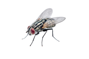 Detailed macro shot of a common housefly on a transparent background , showcasing its intricate features and translucent wings Concept of pest control, entomology, and nature png
