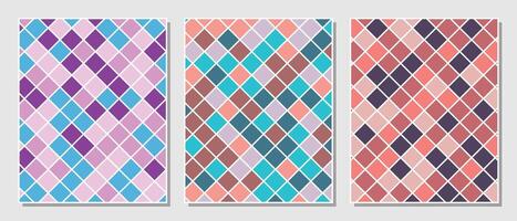 Three vertical banners with colorful geometric patterns vector