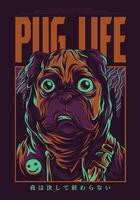 Playful Pug Life Tshirt Graphic Design Art vector
