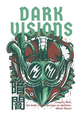 Dark Visions Gothic T-Shirt Artwork - Edgy Graphic Design for Print Merchandise