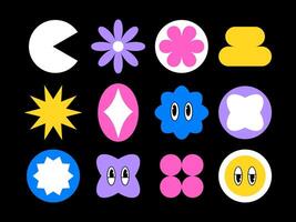 Modern retro geometric shapes and characters y2k vector
