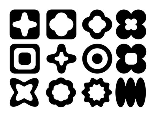Collection of Black and White Geometric Shapes