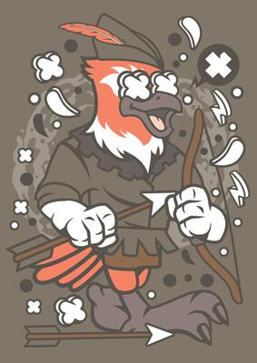Robin Hood Bird Fantasy T-Shirt Graphic Pack - Vintage Outlaw Animal Design Bundle