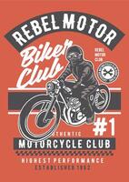 Dynamic animation showcasing a Rebel Motor Club t-shirt design, perfect for biker themes, merchandise, and branding projects vector