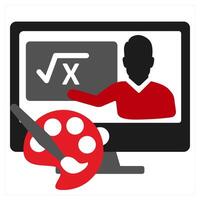After School Program icon concept in red filled color vector