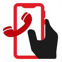 Hand With Phone icon concept in red filled color vector