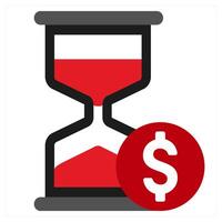 Time is Money icon concept in red filled color vector