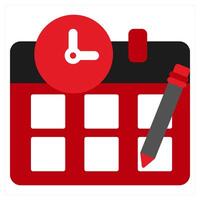 Schedule icon concept in red filled color vector