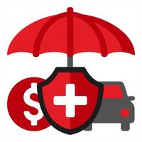 Insurance icon concept in red filled color vector