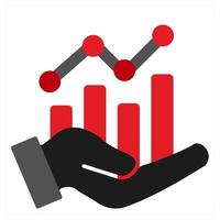 Analytics and graph icon concept in red filled color vector