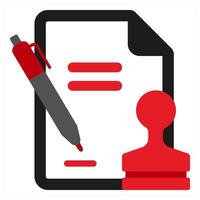 Contract icon concept in red filled color vector
