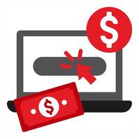 Pay Per Click icon concept in red filled color vector