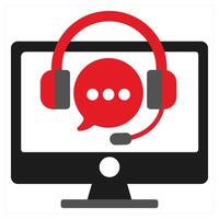 Support icon concept in red filled color vector