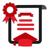 Degree icon concept in red filled color vector