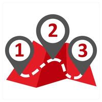 Levels Map icon concept in red filled color vector