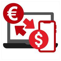 Transfer icon concept in red filled color vector