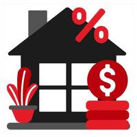 Mortgage icon concept in red filled color vector