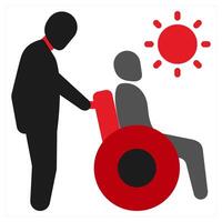 Disabled People Help icon concept in red filled color vector