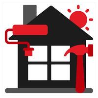 Land Improvement icon concept in red filled color vector