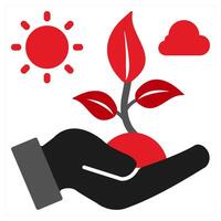 Trees Planting icon concept in red filled color vector