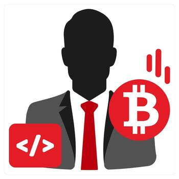 programador icono concepto en rojo lleno color vector