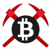 Bitcoin Mining icon concept in red filled color vector