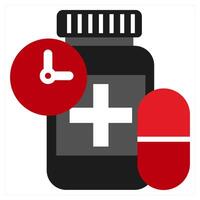 Pill Timer icon concept in red filled color vector