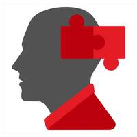 Puzzle icon concept in red filled color vector
