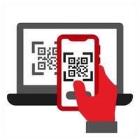 QR Code Reader icon concept in red filled color vector