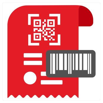 QR Code Document icon concept in red filled color vector