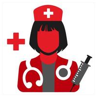 Nurse icon concept in red filled color vector