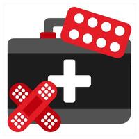 First Aid Kit icon concept in red filled color vector