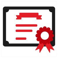 Certificate and degree icon concept in red filled color vector
