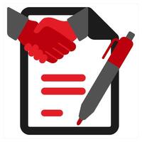 Contract and deal icon concept in red filled color vector