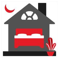 Accommodation Daily Rent icon concept in red filled color vector