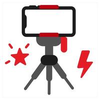 Tripod icon concept in red filled color vector