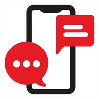 Chat and communicate icon concept in red filled color vector