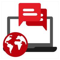 Forum icon concept in red filled color vector