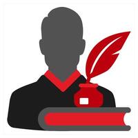 About Author icon concept in red filled color vector