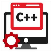 Coding icon concept in red filled color vector