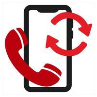 Call Back icon concept in red filled color vector