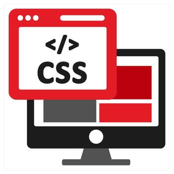 CSS icon concept in red filled color vector