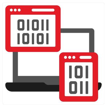 Binary Code icon concept in red filled color vector