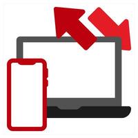 Cross Platform Testing icon concept in red filled color vector