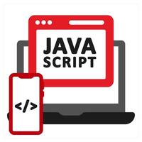 Java Script icon concept in red filled color vector