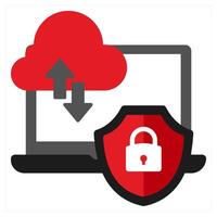 Data Protection icon concept in red filled color vector