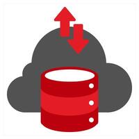 Cloud Storage icon concept in red filled color vector