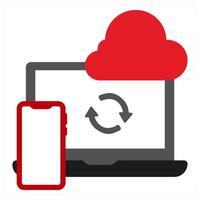 Sync icon concept in red filled color vector
