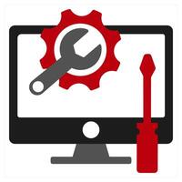 Maintenance and optimization icon concept in red filled color vector