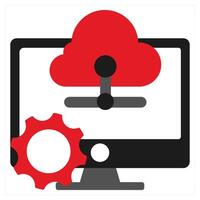 Data Management icon concept in red filled color vector